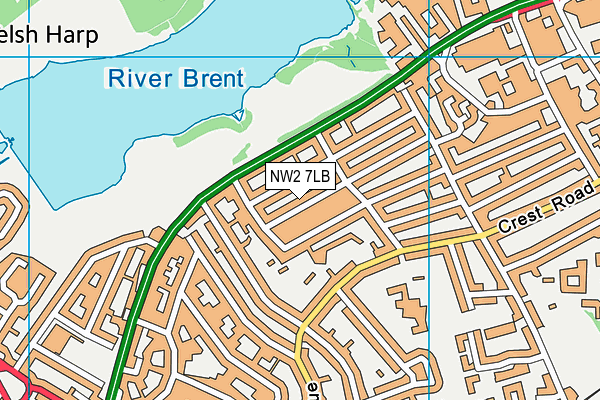 NW2 7LB map - OS VectorMap District (Ordnance Survey)