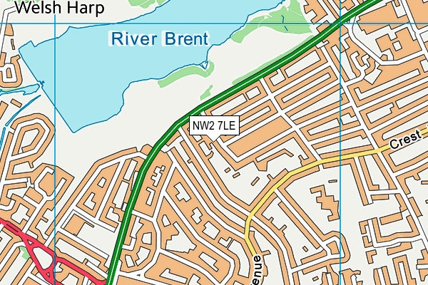 NW2 7LE map - OS VectorMap District (Ordnance Survey)
