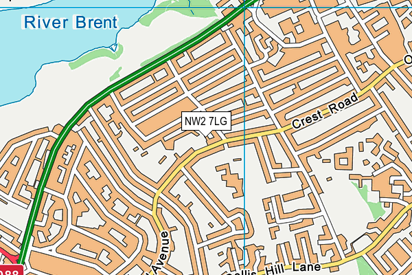 NW2 7LG map - OS VectorMap District (Ordnance Survey)