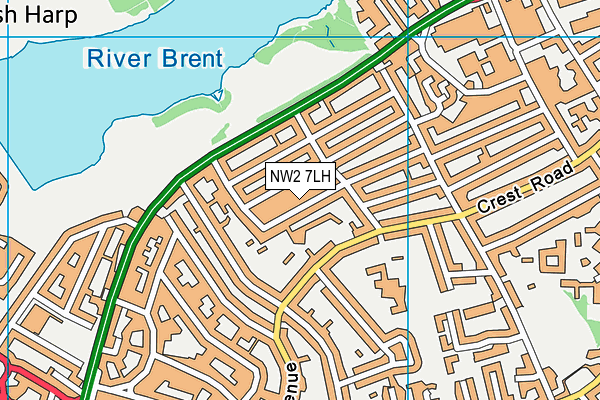 NW2 7LH map - OS VectorMap District (Ordnance Survey)