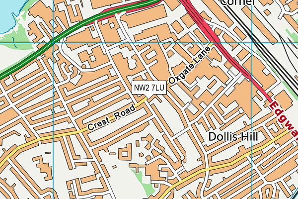 NW2 7LU map - OS VectorMap District (Ordnance Survey)