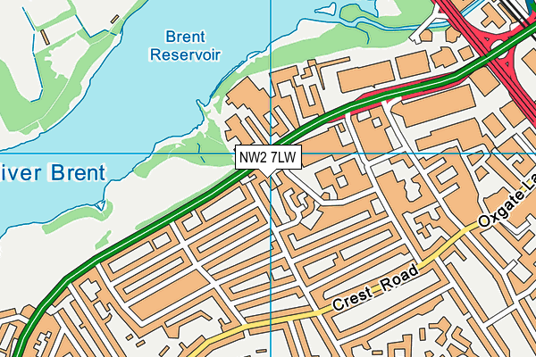 NW2 7LW map - OS VectorMap District (Ordnance Survey)