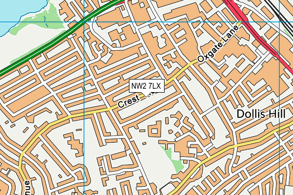 NW2 7LX map - OS VectorMap District (Ordnance Survey)