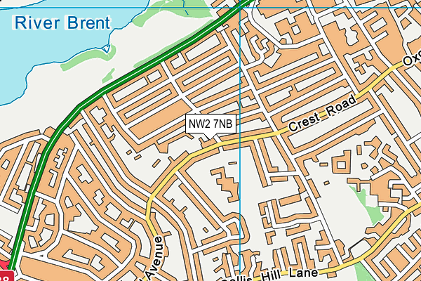 NW2 7NB map - OS VectorMap District (Ordnance Survey)