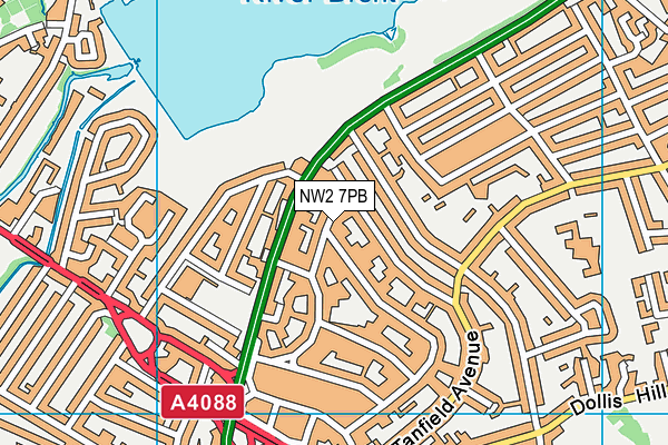 NW2 7PB map - OS VectorMap District (Ordnance Survey)