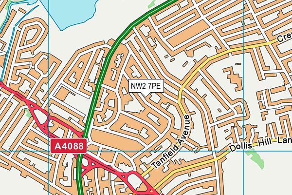 NW2 7PE map - OS VectorMap District (Ordnance Survey)