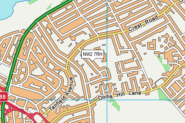 NW2 7RH map - OS VectorMap District (Ordnance Survey)