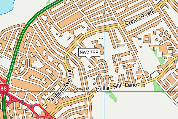NW2 7RP map - OS VectorMap District (Ordnance Survey)
