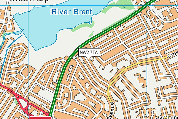 NW2 7TA map - OS VectorMap District (Ordnance Survey)