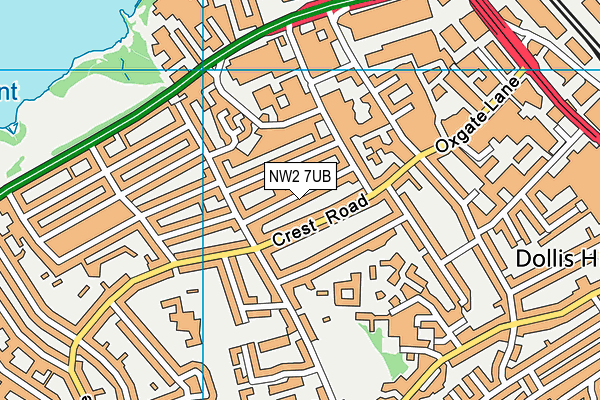 NW2 7UB map - OS VectorMap District (Ordnance Survey)