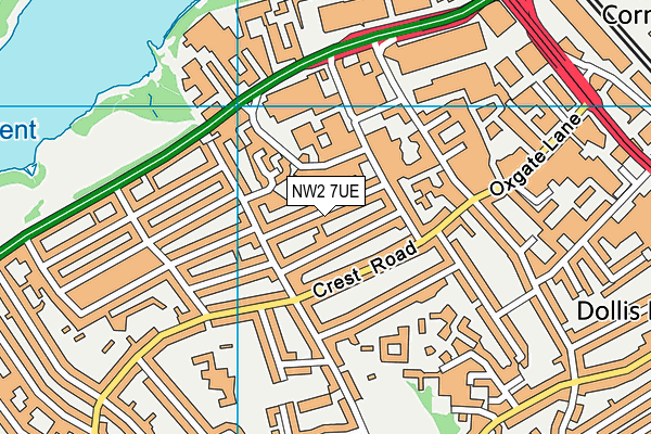 NW2 7UE map - OS VectorMap District (Ordnance Survey)