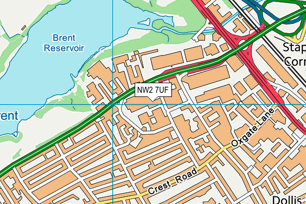 NW2 7UF map - OS VectorMap District (Ordnance Survey)