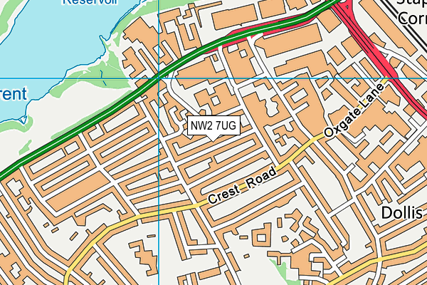 NW2 7UG map - OS VectorMap District (Ordnance Survey)