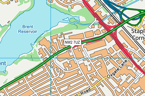 NW2 7UZ map - OS VectorMap District (Ordnance Survey)