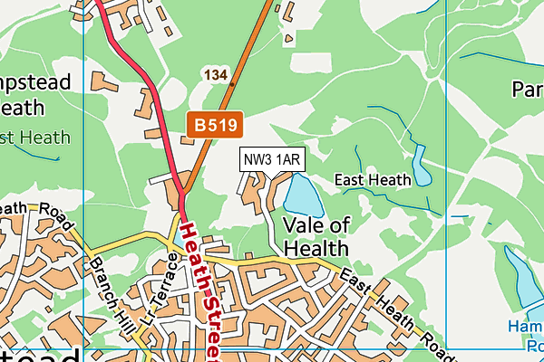 NW3 1AR map - OS VectorMap District (Ordnance Survey)