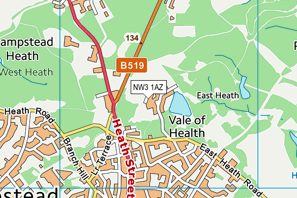 NW3 1AZ map - OS VectorMap District (Ordnance Survey)