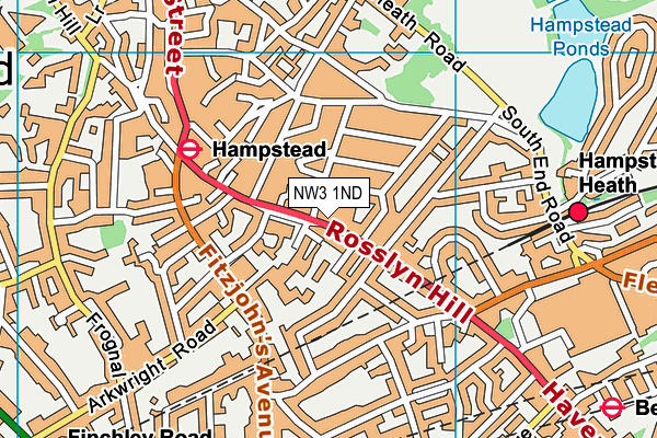 Map of THE HAMPSTEAD BUTCHER AND PROVIDORE LTD at district scale