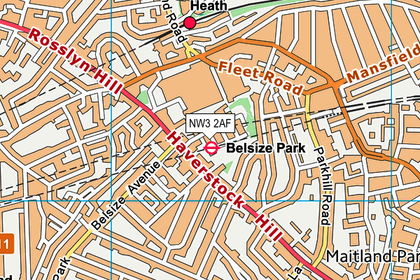 NW3 2AF map - OS VectorMap District (Ordnance Survey)