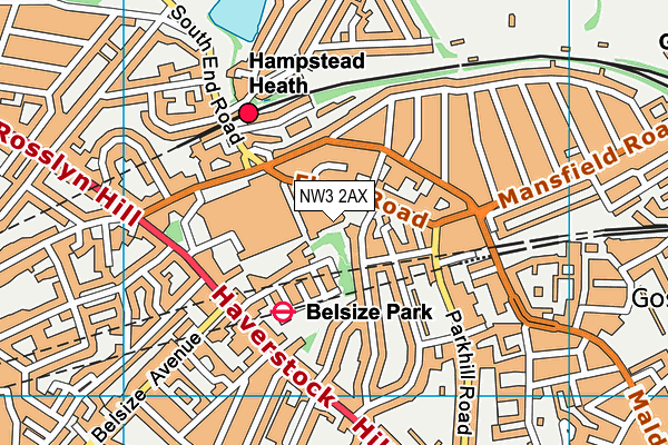 NW3 2AX map - OS VectorMap District (Ordnance Survey)
