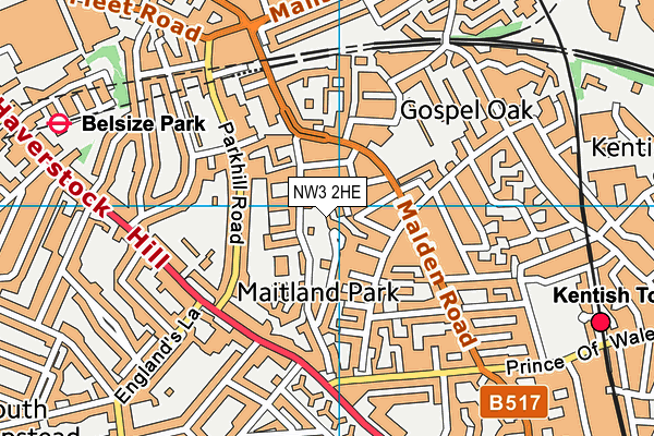NW3 2HE map - OS VectorMap District (Ordnance Survey)