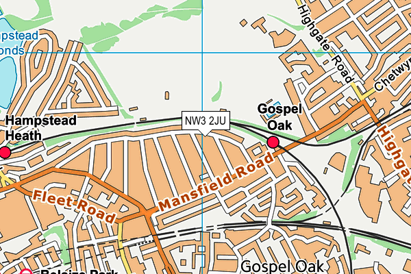 NW3 2JU map - OS VectorMap District (Ordnance Survey)