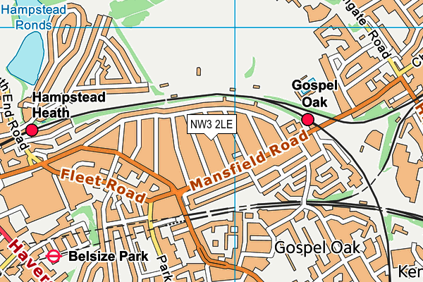 NW3 2LE map - OS VectorMap District (Ordnance Survey)