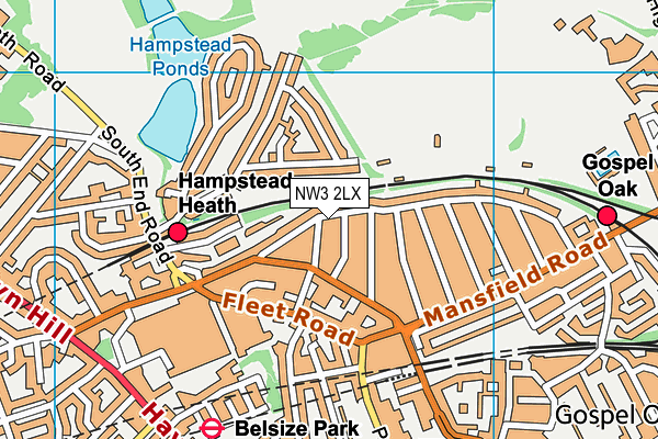 NW3 2LX map - OS VectorMap District (Ordnance Survey)