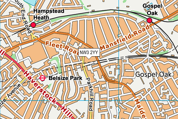 NW3 2YY map - OS VectorMap District (Ordnance Survey)