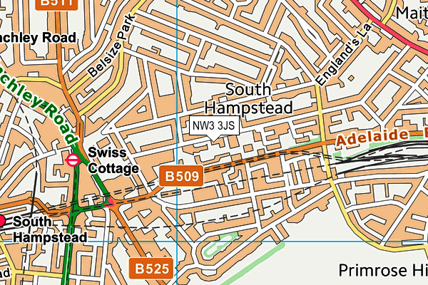 NW3 3JS map - OS VectorMap District (Ordnance Survey)
