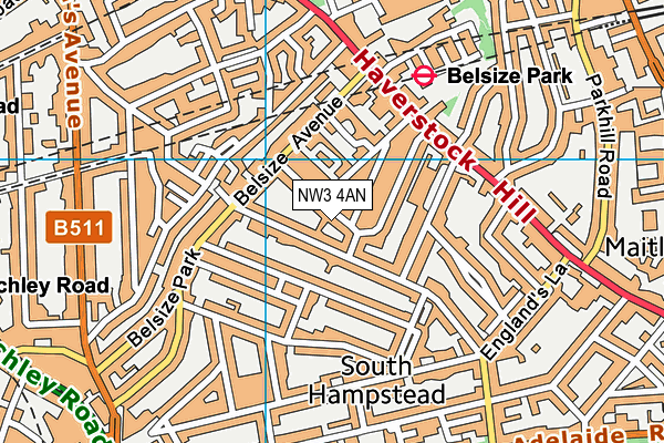 NW3 4AN map - OS VectorMap District (Ordnance Survey)