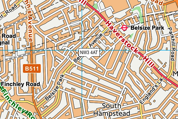 NW3 4AT map - OS VectorMap District (Ordnance Survey)