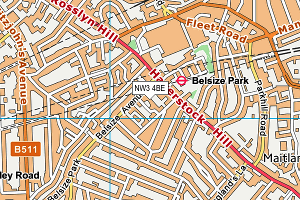 NW3 4BE map - OS VectorMap District (Ordnance Survey)