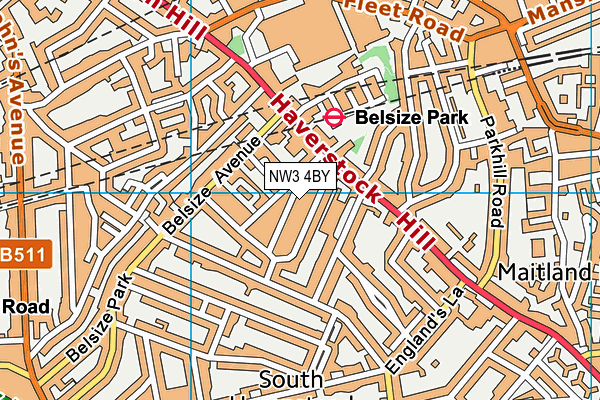 NW3 4BY map - OS VectorMap District (Ordnance Survey)
