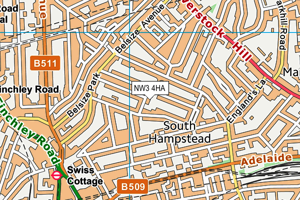 NW3 4HA map - OS VectorMap District (Ordnance Survey)