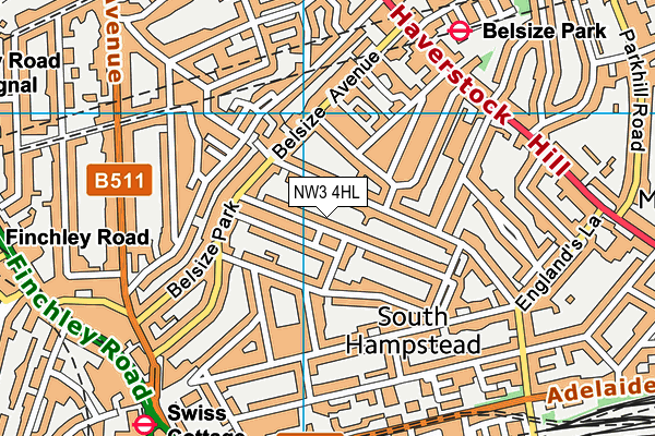 NW3 4HL map - OS VectorMap District (Ordnance Survey)