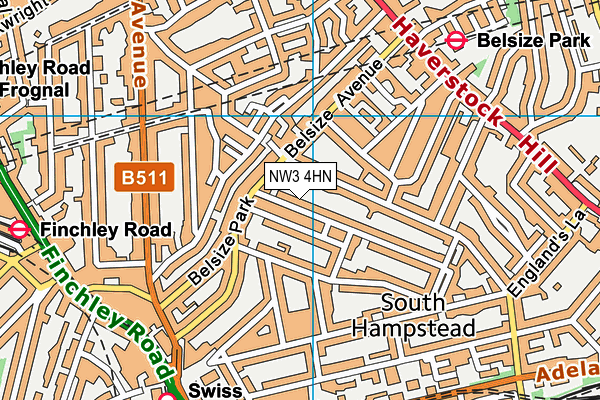 NW3 4HN map - OS VectorMap District (Ordnance Survey)
