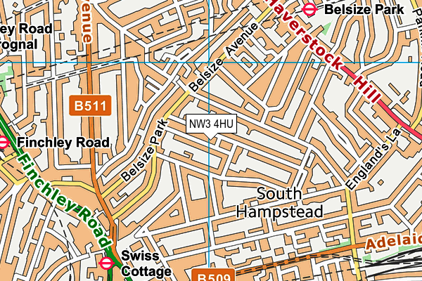 NW3 4HU map - OS VectorMap District (Ordnance Survey)