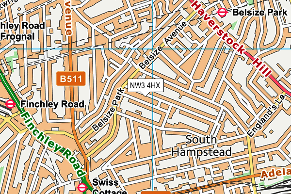 NW3 4HX map - OS VectorMap District (Ordnance Survey)
