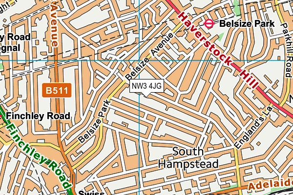 NW3 4JG map - OS VectorMap District (Ordnance Survey)