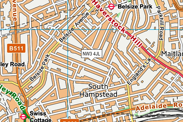 NW3 4JL map - OS VectorMap District (Ordnance Survey)