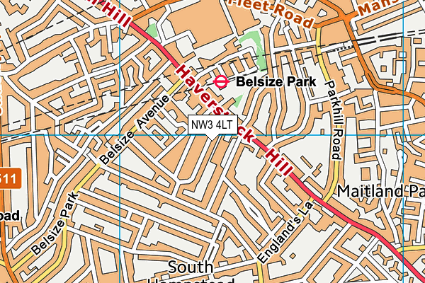 NW3 4LT map - OS VectorMap District (Ordnance Survey)