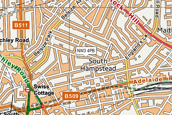 NW3 4PB map - OS VectorMap District (Ordnance Survey)