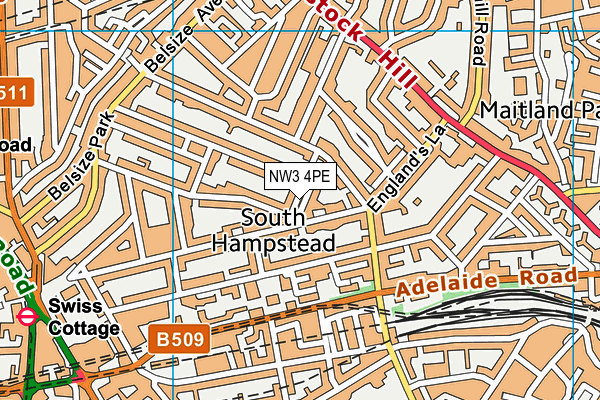 NW3 4PE map - OS VectorMap District (Ordnance Survey)