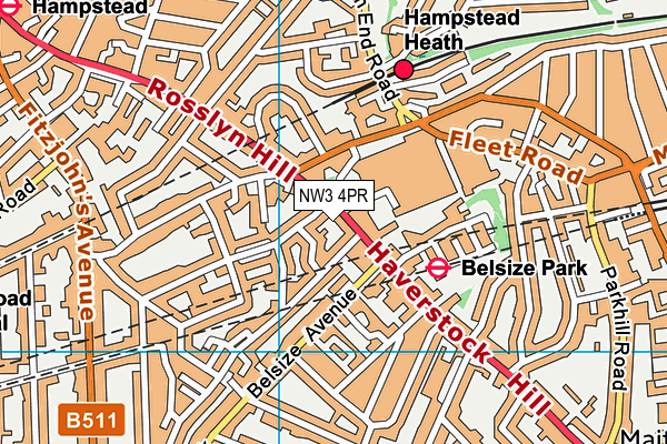 NW3 4PR map - OS VectorMap District (Ordnance Survey)