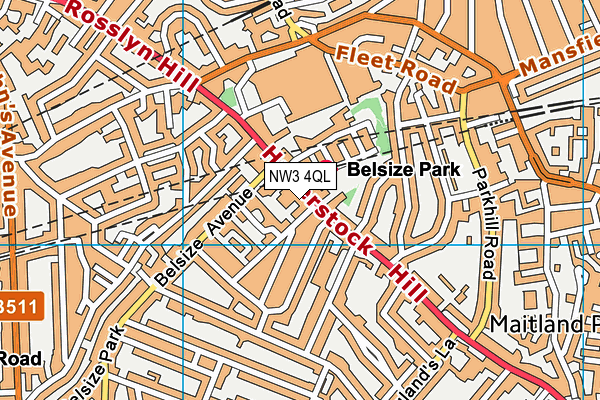 NW3 4QL map - OS VectorMap District (Ordnance Survey)