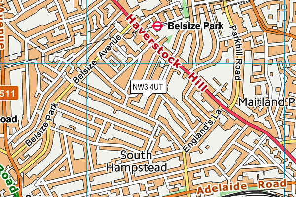 NW3 4UT map - OS VectorMap District (Ordnance Survey)