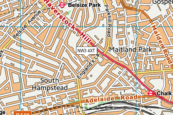 NW3 4XT map - OS VectorMap District (Ordnance Survey)