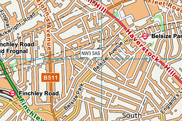 NW3 5AS map - OS VectorMap District (Ordnance Survey)