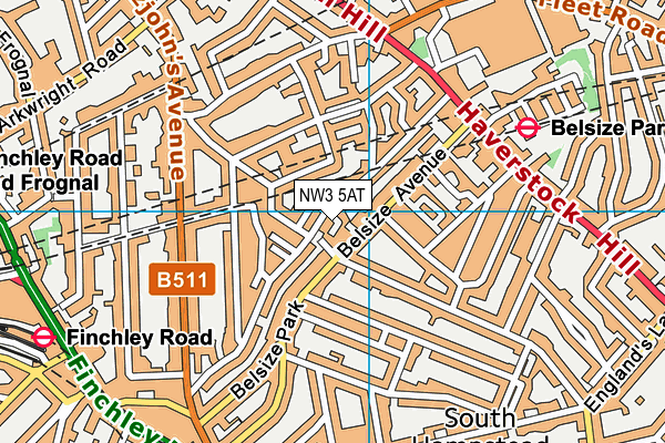 NW3 5AT map - OS VectorMap District (Ordnance Survey)