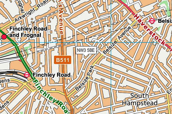 NW3 5BE map - OS VectorMap District (Ordnance Survey)